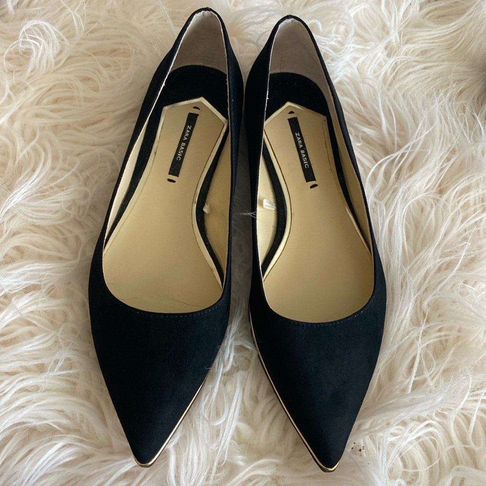 ZARA BASIC flat suede shoes